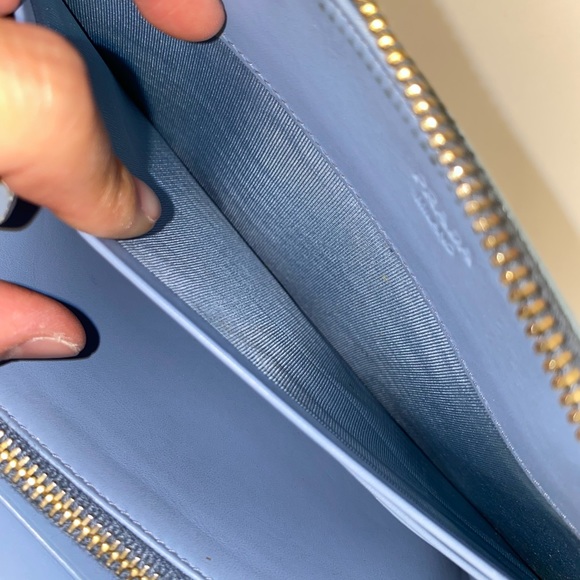 Prada Blue (Astrale) Saffiano Bow Leather Zip Wallet - Picture 9 of 15